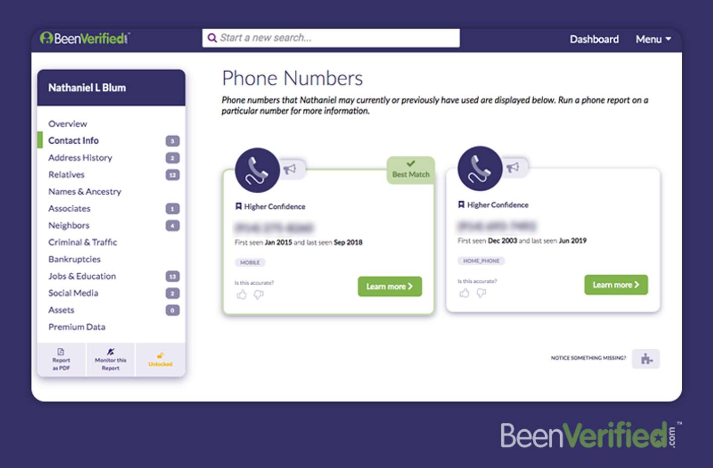BeenVerified reverse cell phone lookup service